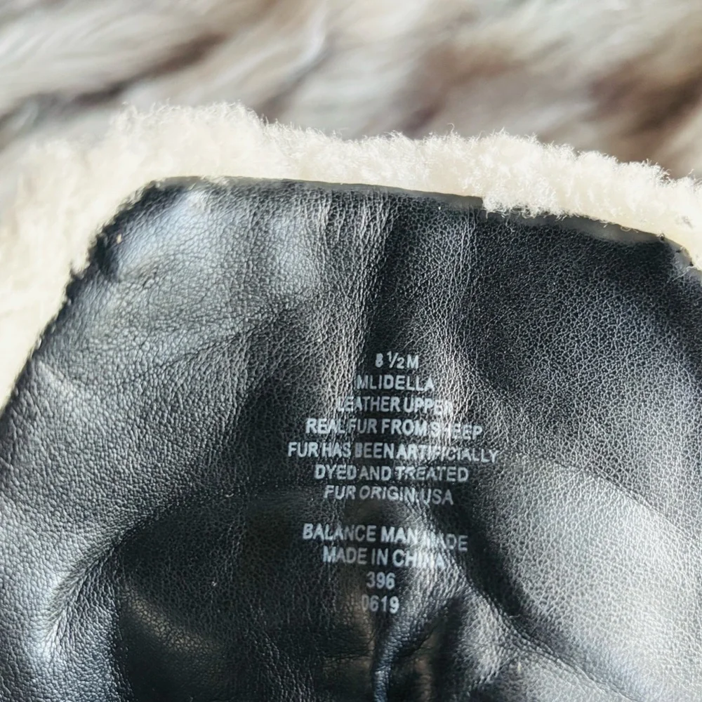 Marc Fisher LTD Idella Black Leather Shearling Boots - Picture 7 of 9